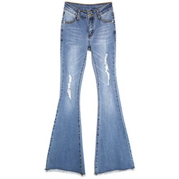 Женские эластичные джинсы клеш с бахромой и дырками|wide leg pants|leg pantswide |