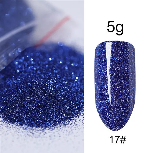 5g glitter 17 1 коробка лазерный Радужный Блеск для ногтей Порошковая голографическая зеркальная хромированный пигмент с Блестками Пыль маникюр ногтей Советы украшения DIY - Цвет: 5g glitter 17