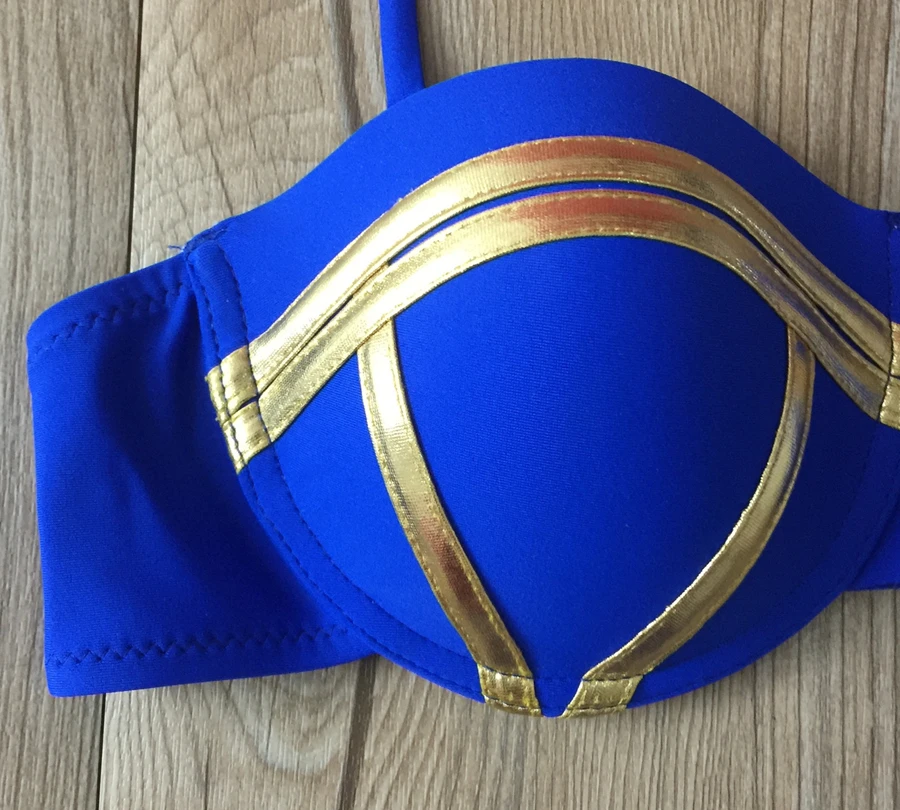 Женское бикини пуш ап синий сексуальный купальник для пляжа размера плюс бандо