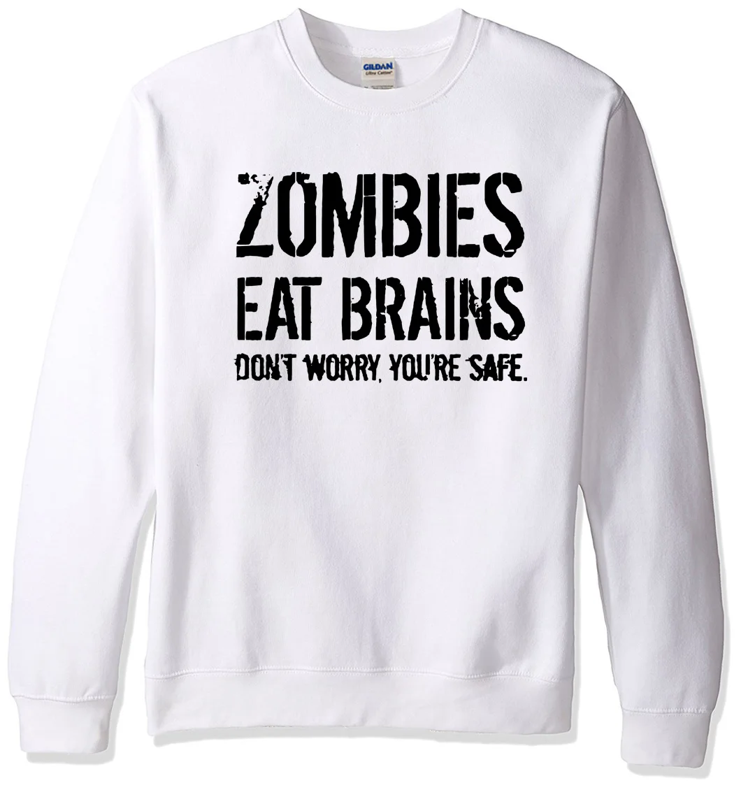 

Men's sweatshirts 2019 spring winter Zombies Eat Brains fleece O-neck hoodie men's sportswear fashion casual harajuku swaetshirt