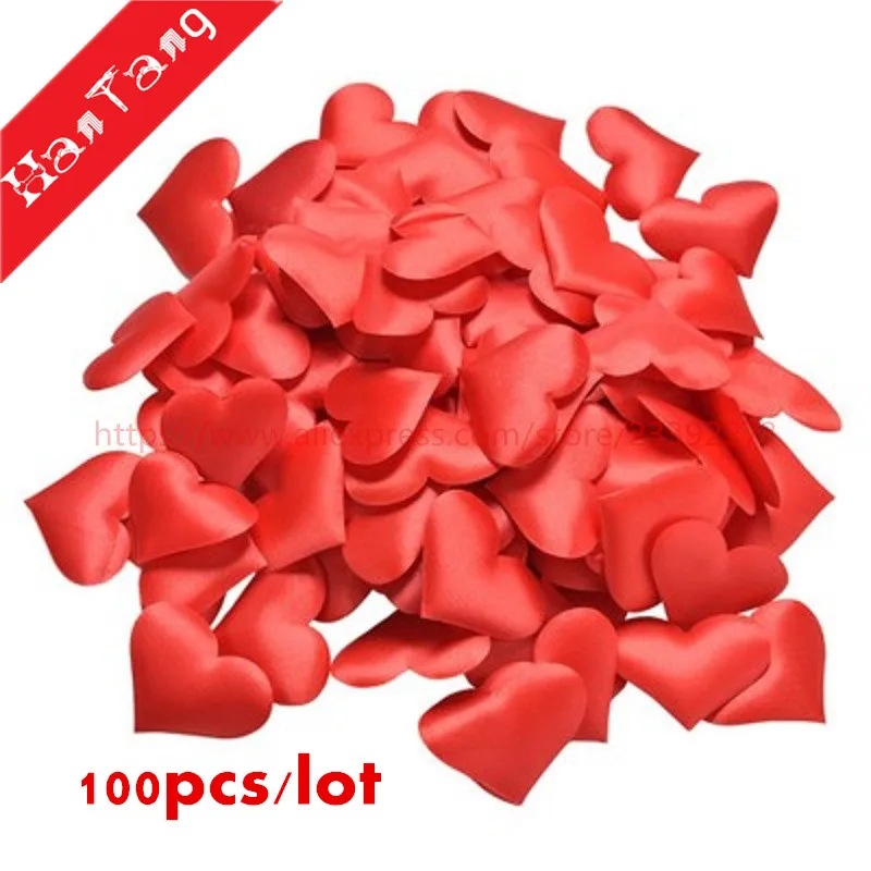 100 шт./лот Лидер продаж! 3 см Губка атласная ткань лепестки в форме сердца стол