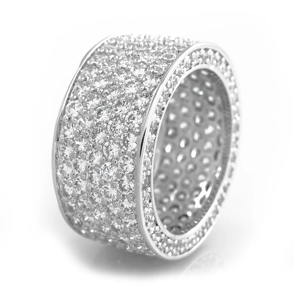 UWIN блестящие! Мужские хип хоп CZ Золотое серебрянное кольцо Iced Out Bling AAA циркон горный хрусталь кристалл медные кольца модные панк ювелирные изделия