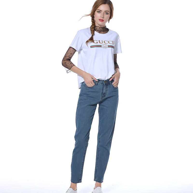 Suvance Модные свободные прямые женские джинсы с высокой талией в стиле Bf