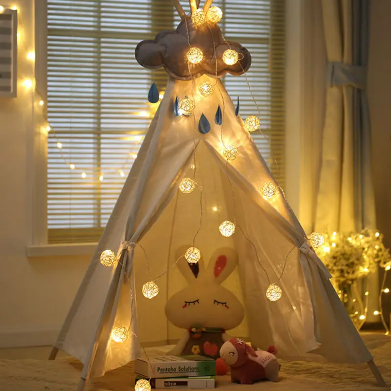 Рождественский свет 5 м 20 ротанговый шар Светодиодная гирлянда ночник теплый