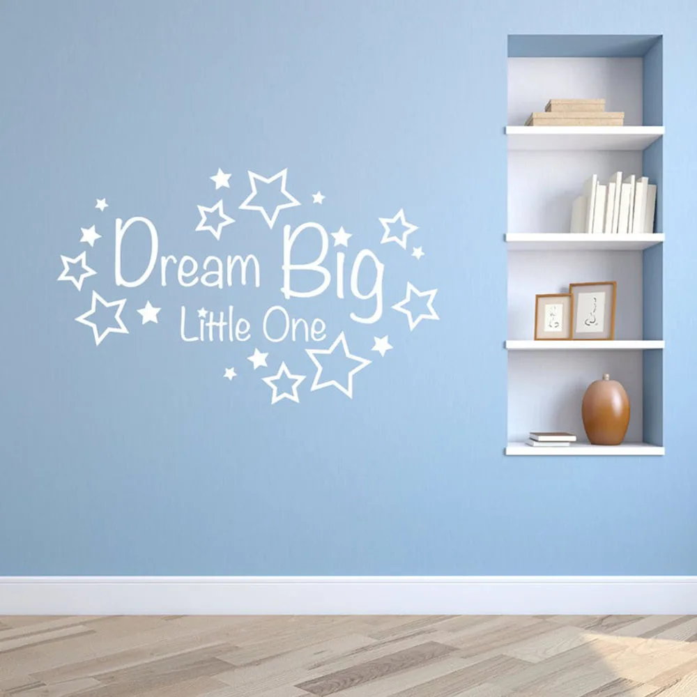 

Dream Big Little One Wall Decal Quote Kids Bedroom Nursery Wall Stickers Vinyl Removable Home Decoration Living Room Decor S033