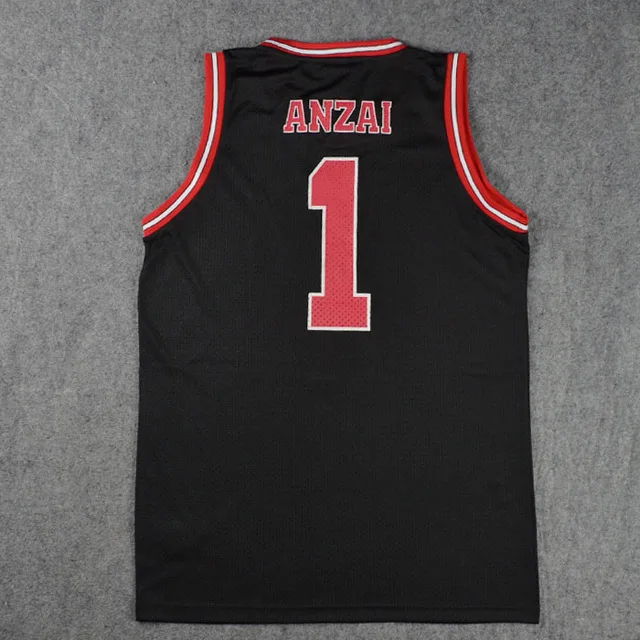 No. 1 Anzai Костюм для косплея SLAM DUNK Shohoku школьный баскетбол команда 1-15 Sakuragi Hanamichi черная футболка Джерси Спортивная униформа - Цвет: No. 1 Anzai