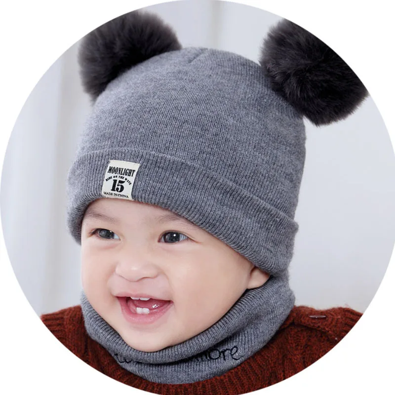 New hat autumn and winter children wool warm baby child scarf set |