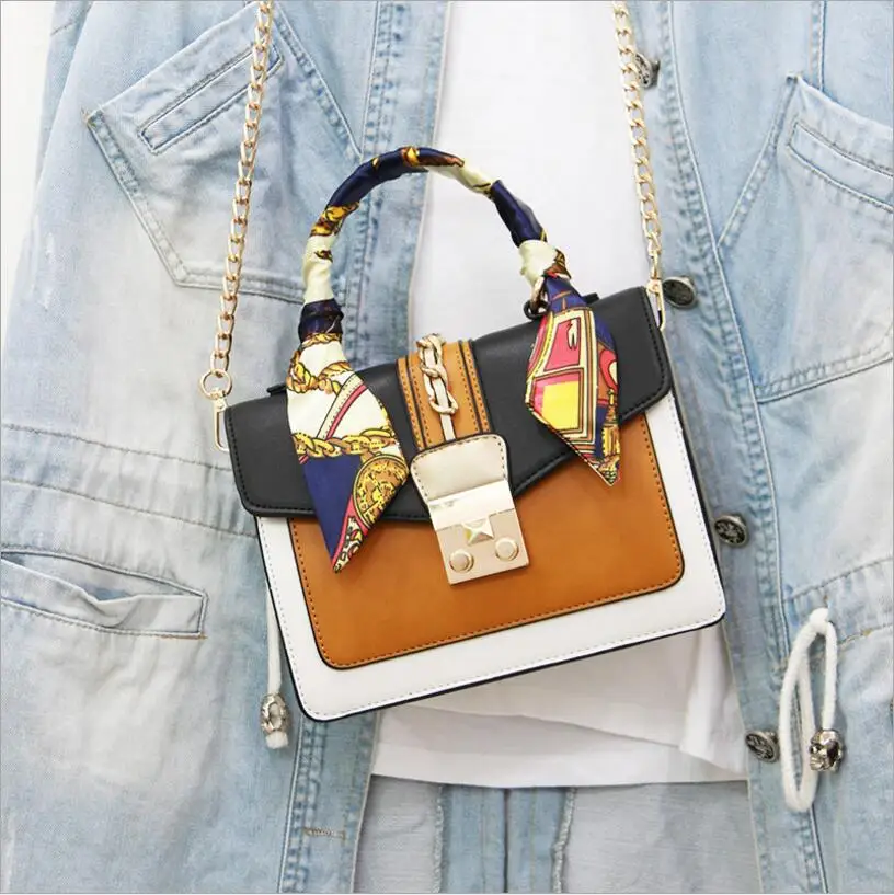 Модная женская сумка новый тренд хитовый цветной шарф через плечо маленькая