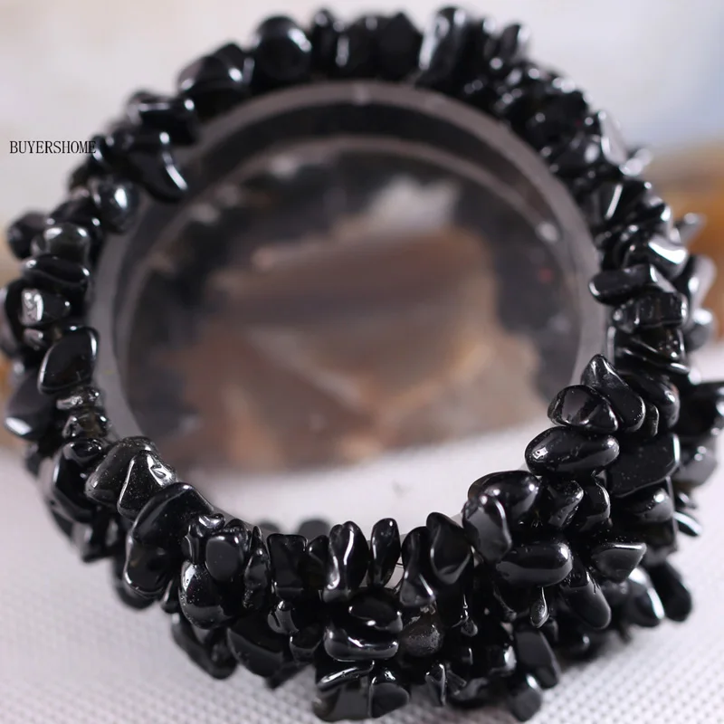 Black Agate Тянущиеся бусины, плетение Натуральный Сердолик, оникс Хаулит кварц, лазурит, Кристальный браслет " 1 шт - Окраска металла: Black Agate