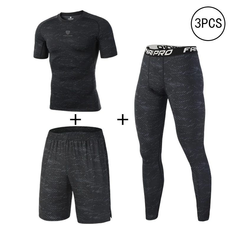 Shorts Set FANNAI, компрессионный набор, мужские спортивные костюмы, наборы для бега, сухая посадка, спортивные, для спортзала, фитнеса, трико, для бега, Рашгард, спортивный костюм, шорты, ММА - Цвет: Shorts Set