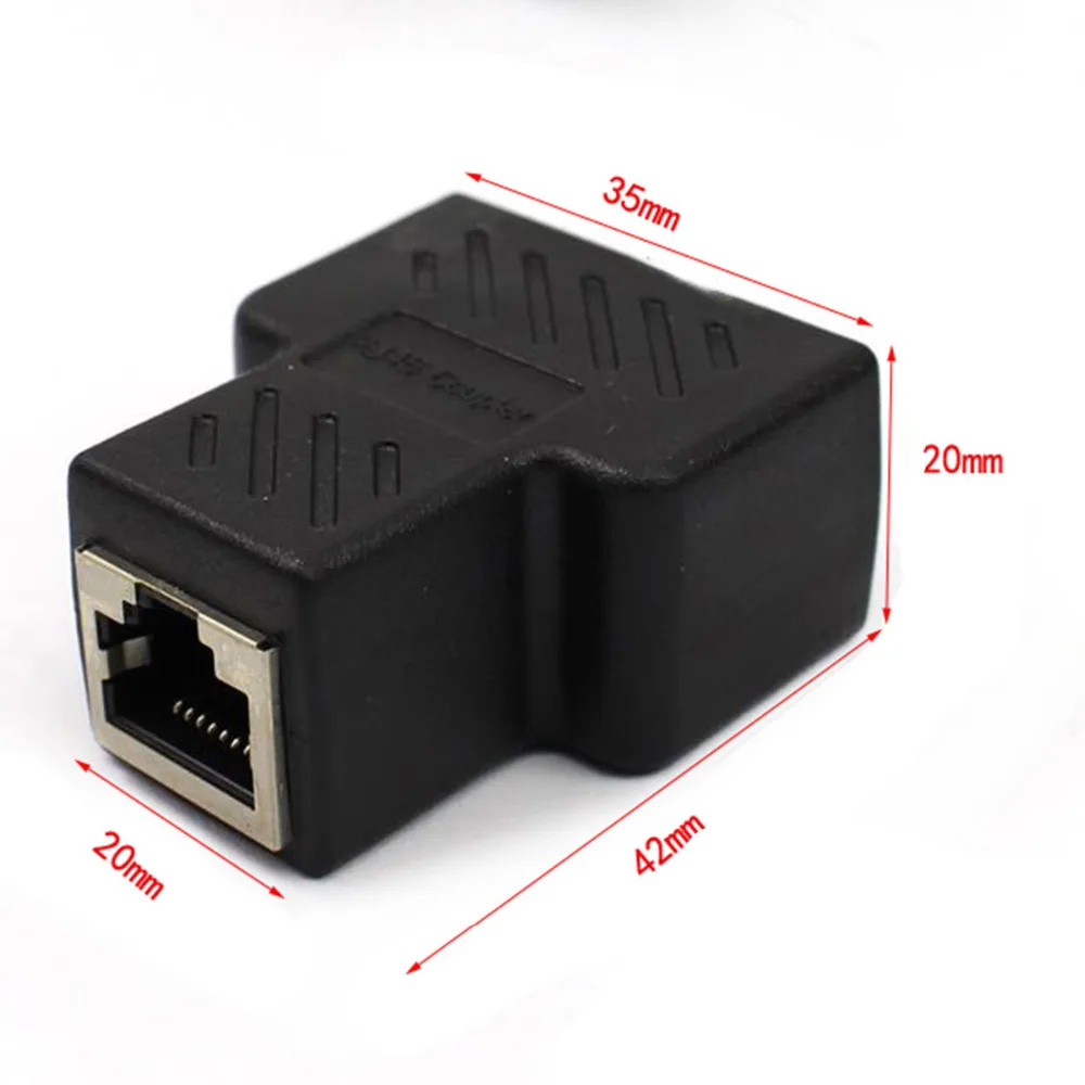 Преобразование добавить Ethernet пластиковый медный сердечник от 1 до 2 LAN RJ45 разъем