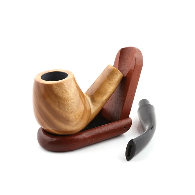 1Pcs Smoking Pipe Pipes for Nature Ebony Manual Gift Wood Bent Type Smoke Accessories Christmas Gifts |