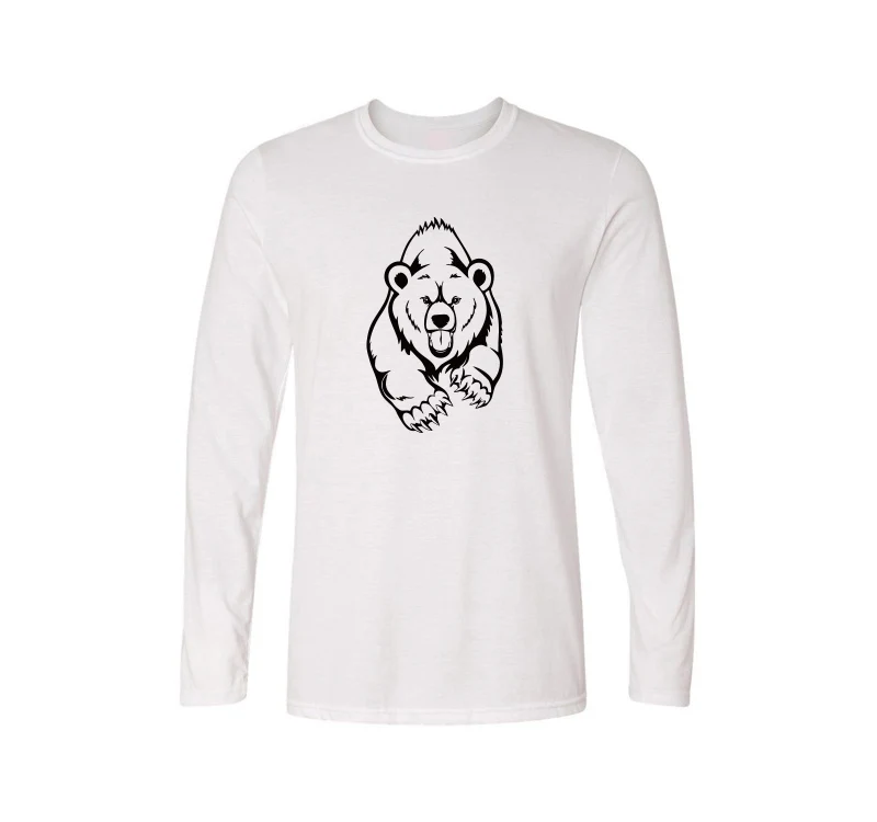 Футболка мужская с длинным рукавом хлопок принт бурый медведь гризли