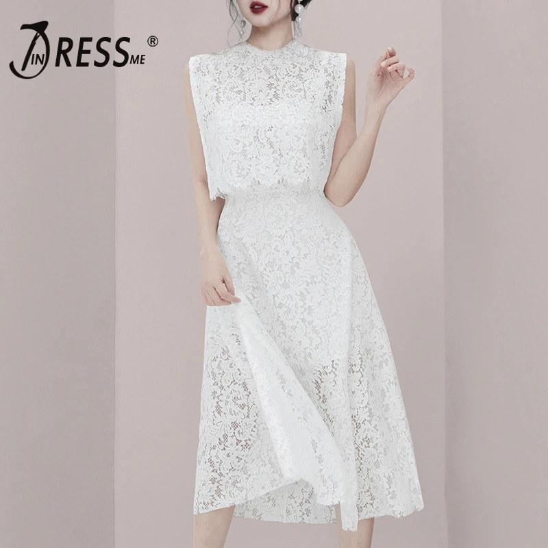 

Женский комплект из двух предметов INDRESSME, однотонное кружевное Привлекательное платье на бретелях-спагетти с вырезами и верхняя одежда без ...