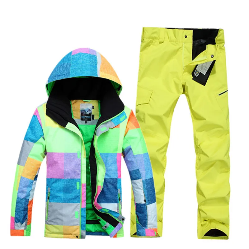 Мужской лыжный костюм GSOU водонепроницаемые лыжные костюмы комплекты для