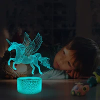 unicorn night light 3d illusion lamps kids bedroom sleeping lights 16 colors remote control table lamps for baby girls christmas