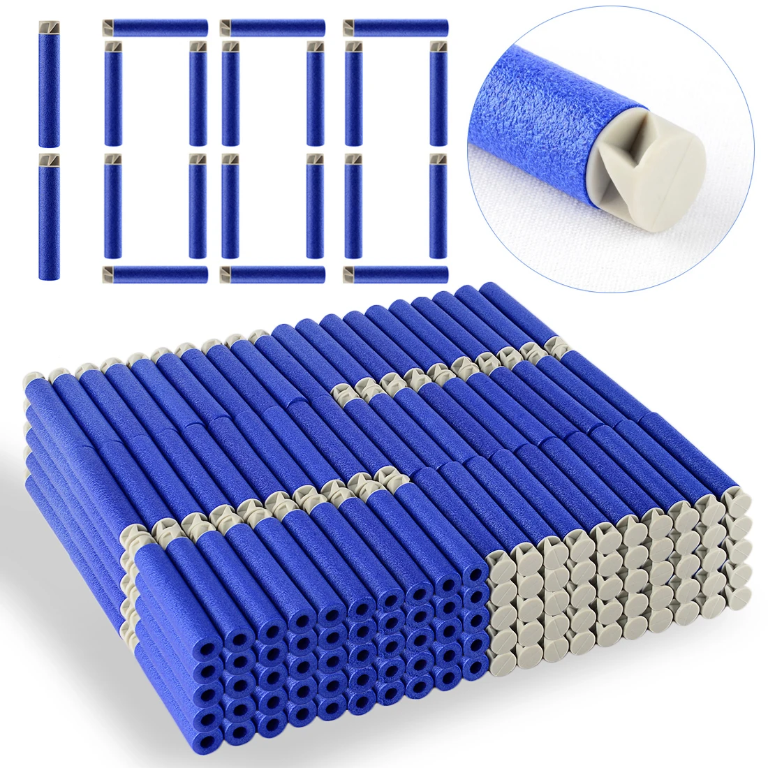 Blue 1000Pcs Flat Soft Hole Head 7.4cm*1.3CM Refill Darts Toy Set Accessories EVA Bullets For Nerf Retaliator Series Blasters Mega - Цвет: Blue