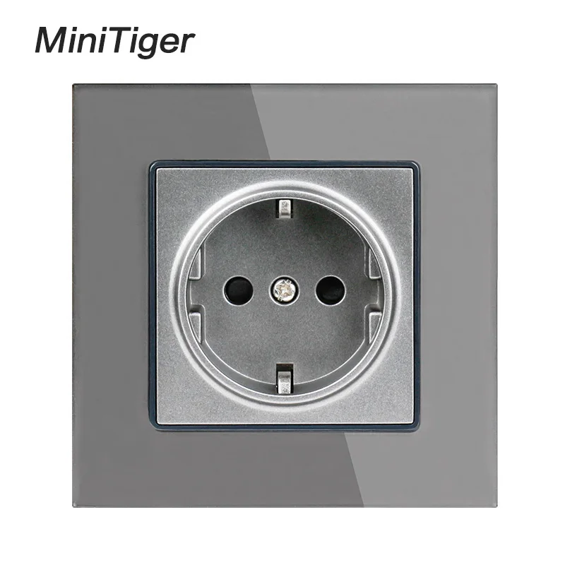 Электрическая розетка Minitiger с заземлением стеклом 16 А европейский