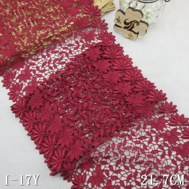 10yards 217MM Wide Polyester Water soluble lace embroidered for home decoration DIY sewing Burgandy | Дом и сад