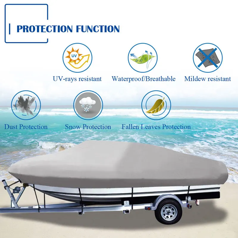 

20-22FT Trailerable Boat Cover Waterproof Non-Abrasive Lining V-Hull Beam 100''