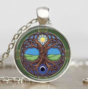 Мужская подвеска в стиле стимпанк из латуни и стали с золотым деревом