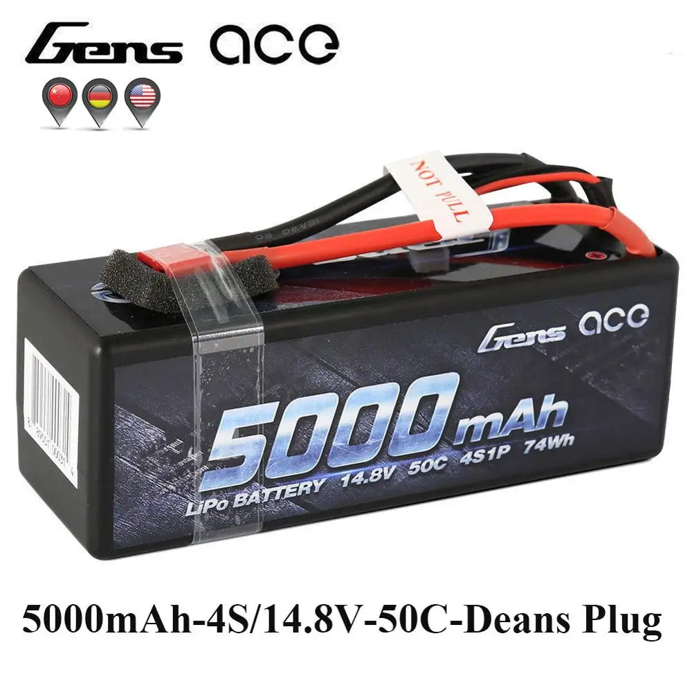 Gens ace Lipo аккумулятор 14,8 V 5000mAh Lipo 4S 50C RC аккумулятор Deans разъем для 1/8 1/10 автомобилей RC лодка высокая производительность