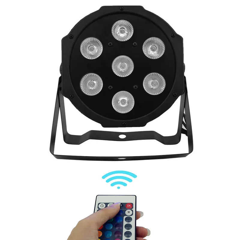 Remote LED Par 7x12W Топ продаж беспроводной пульт дистанционного управления 9x12 Вт RGBW 4в1 светодиодный плоский светильник, 7 шт.* 12 Вт 4в1 плоский светодиодный светильник/DMX театры церкви - Цвет: Remote LED Par 7x12W