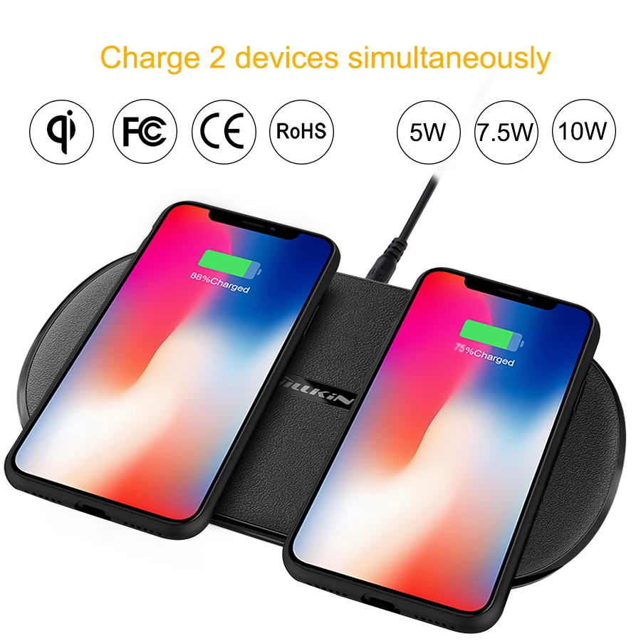 NILLKIN быстрая Беспроводная зарядная площадка для iPhone X XS Max 2 в 1 QI Беспроводное