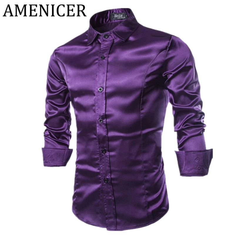 Мужчины Платье С Длинным Рукавом Однобортный Рубашка Slim Fit Camisa Masculina Бренд