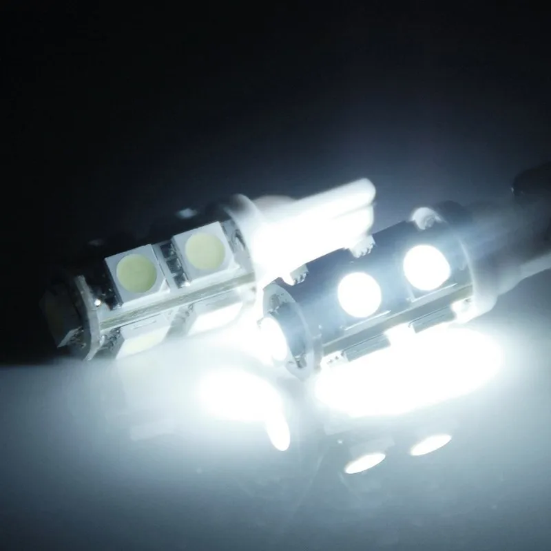 Leite 100 шт. T10 разъем 5050 9 SMD светодиодный для 194 168 192 W5W светодиодный сигнальный светильник угловой парковочный фонарь боковой габаритный светильник s