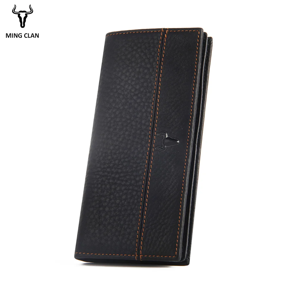 Mingclan Wallet Men Leather Wallets Business Brand Card Holder Coin Purse Men's Zipper Wallet Leather Clutch Carteira Masculina