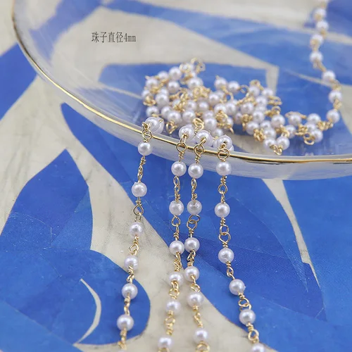 50 см ювелирные украшения сделай сам интимные аксессуары Аутентичные Золотой Гальванизированный жемчуг кристалл цепи серьги цепочки и ожерелья Браслет материал - Цвет: 2