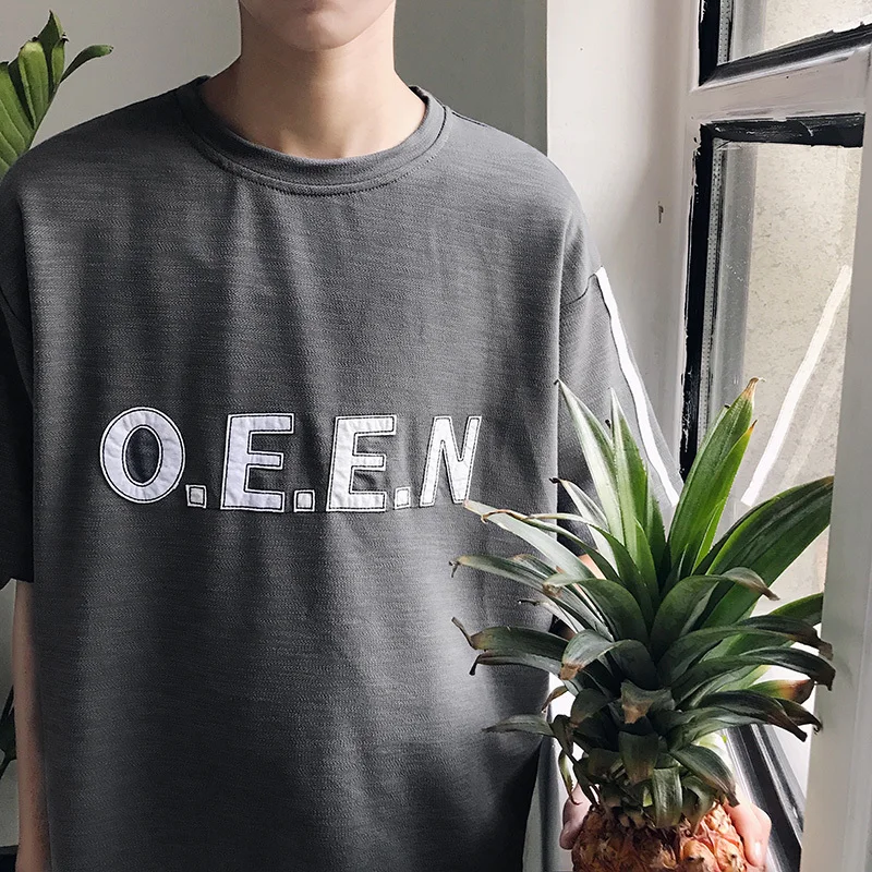 2018 Spring New Japanese Youth Fashion Campus Style Simple Letter Printing Short-sleeved T-shirt Wild Classic Loose Literary Men | Мужская