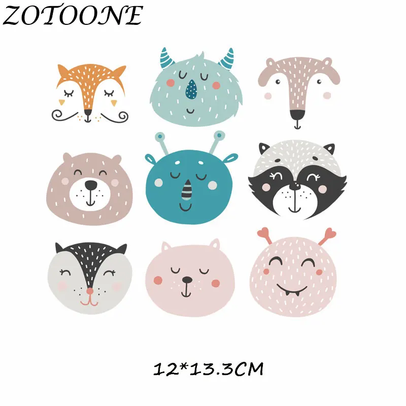 ZOTOONE DIY нашивки с теплопередачей для аппликация на одежду Детская одежда украшения милый мультфильм животных сочетание железа на нашивках - Цвет: 498