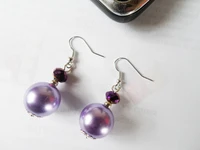 2022 new model girls women purple crystal big pearl earringshot style purple crystal and pearl earring fine quality