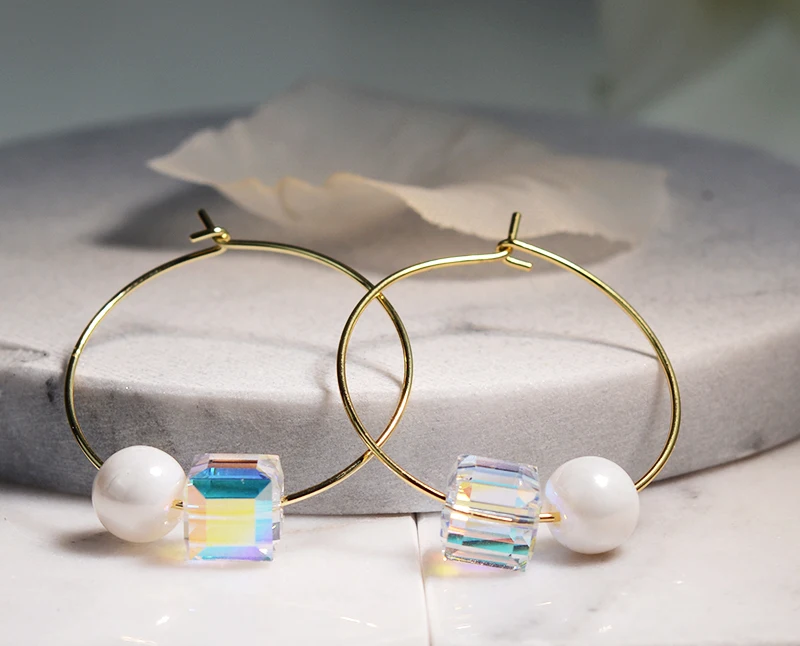 BAFFIN кристаллы от SWAROVSKI позолоченные серьги-кольца для женщин вечерние имитация жемчуга цветные яркие Бусины Ювелирные изделия Подарки