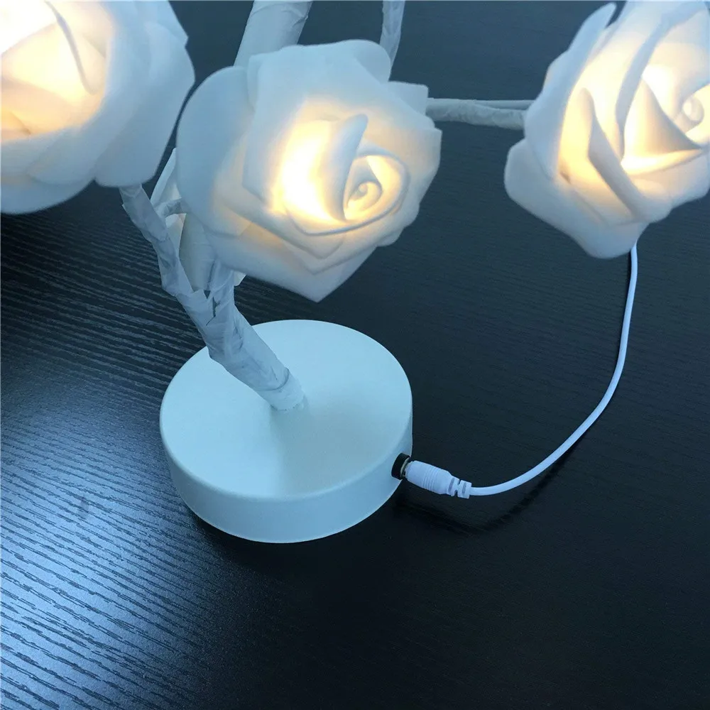 Светодиодный светильник в форме цветка розы в форме дерева с usb-портом и питанием от батареи, декоративный, настольный, светодиодный, для вечеринок, Рождества, свадьбы