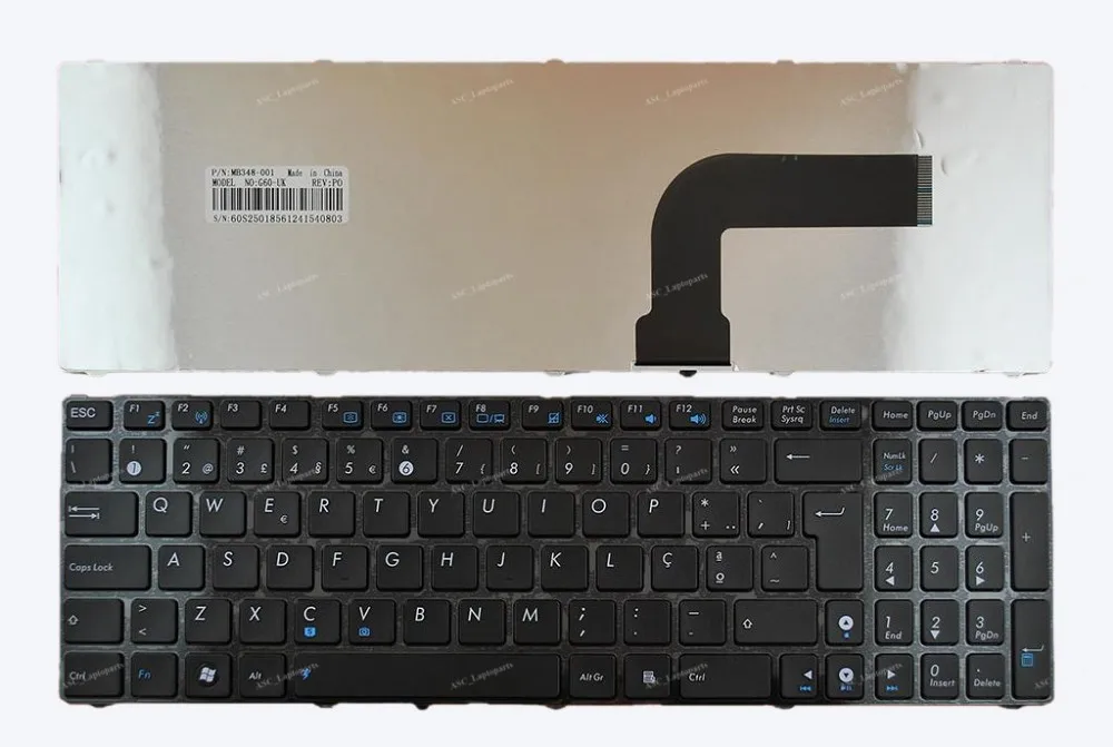 

Новая португальская Клавиатура для ноутбука ASUS G60 G60J G60V G60JX G60VX G51 G51J G51Jx G51V G51VX, глянцевая черная рамка