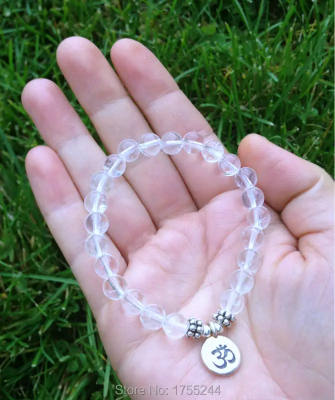 SN1046 прозрачный кварцевый браслет для медитации наручный Mala Beads Исцеляющие