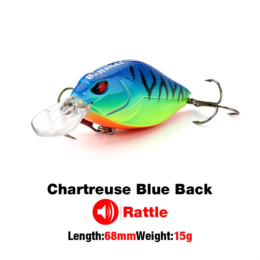 ChartreuseBlueBack98 Banshee 7 см 15/17. 5 г кренкбейты жесткая приманка для рыбалки кривошипно-басовый воблер погремушка звук Воблер для щуки плавающая искусственная приманка - Цвет: ChartreuseBlueBack98