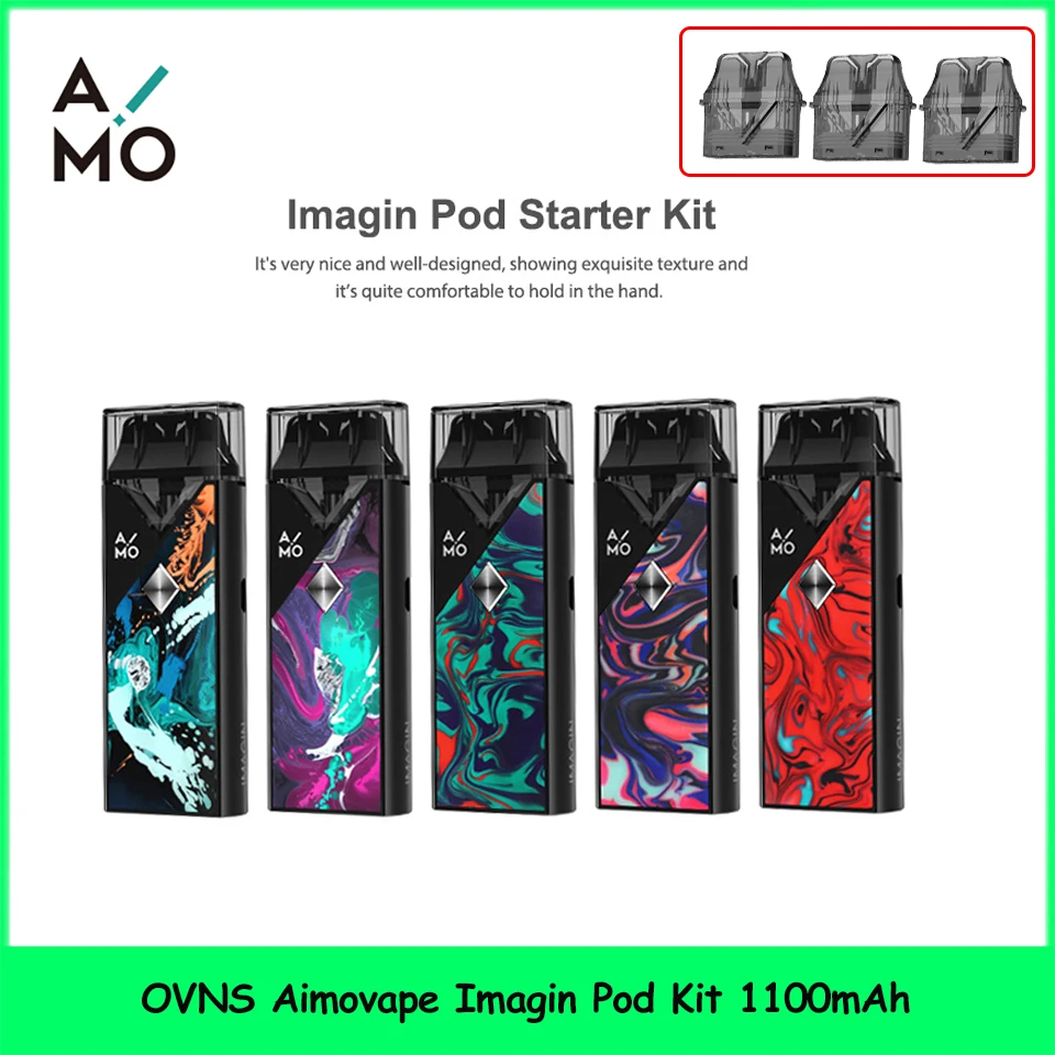 Стартер Vape ручка оригинальный OVNS Aimovape Imagin Pod комплект 1100 мАч с емкостью 3 мл 1 2 Ом