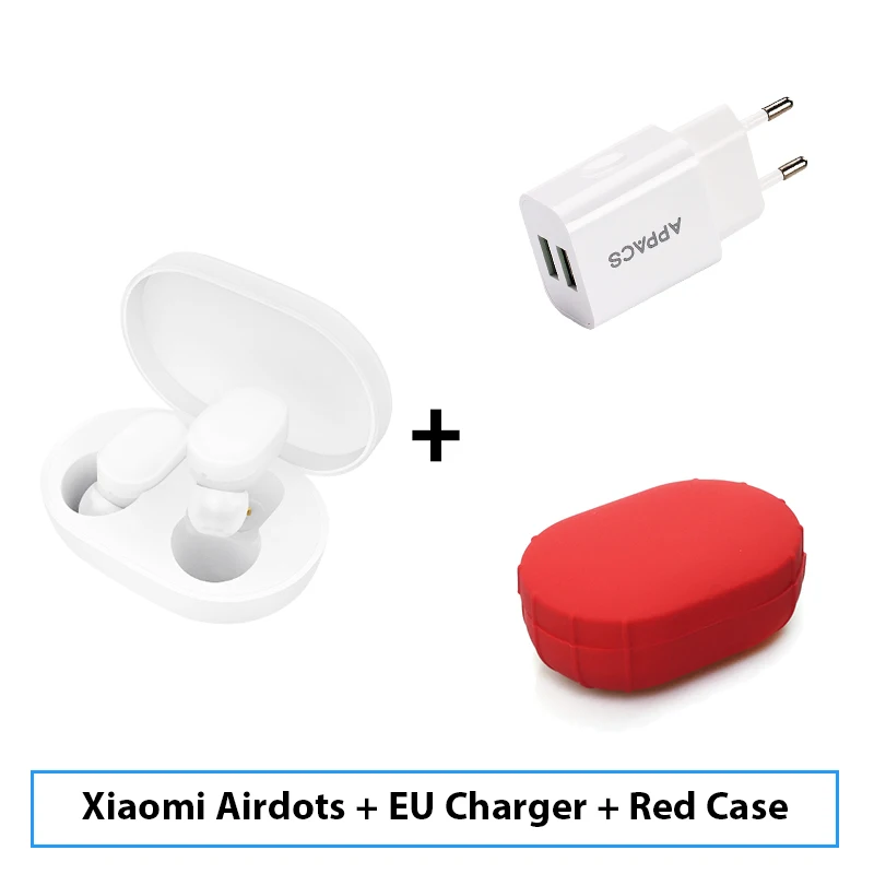Add Charger Red Case Xiaomi Mijia Airdots TWS Bluetooth Наушники Молодежная версия стерео бас BT 5.0 Наушники с микрофоном Handsfree Наушники AI Control - Цвет: Add Charger Red Case