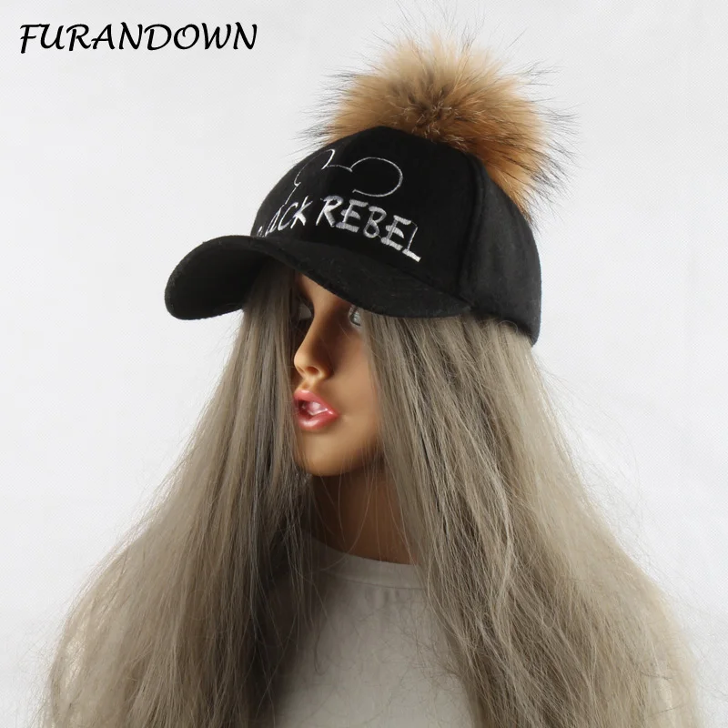 FURANDOWN 2017 меховой помпон бейсболка для женщин и детей весна осень родителей аниме
