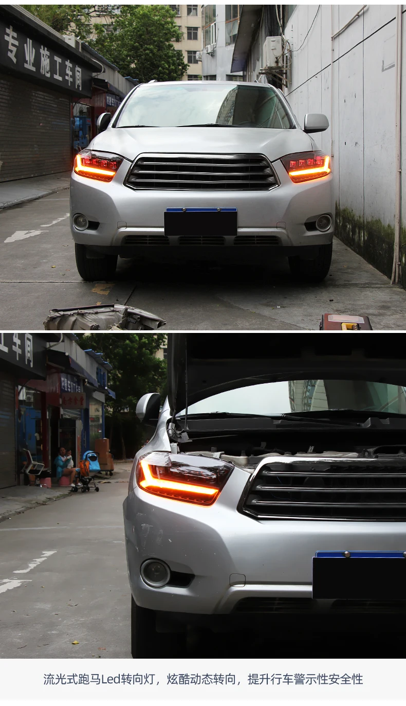 Car Styling for Toyota Highlander LED Headlights 2009-2011 Kluger LED Headlight DRL Hid Head Lamp Angel Eye Bi Xenon Accessories