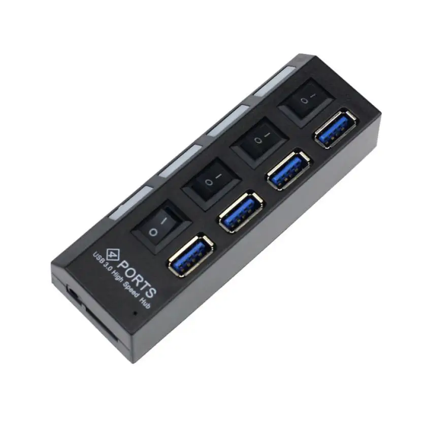 Продажа 4 порта светодиодный индикатор USB 3 0 концентратор с вкл/выкл адаптер