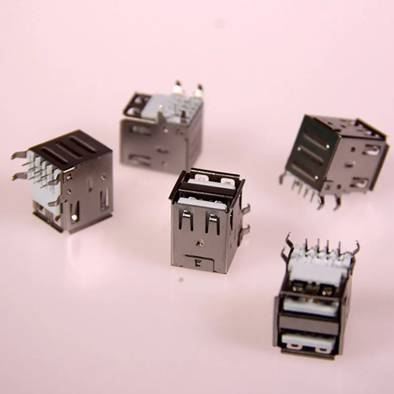 100 шт./лот двойной USB AF 90 градусов разъем для монтажа печатной платы переходник