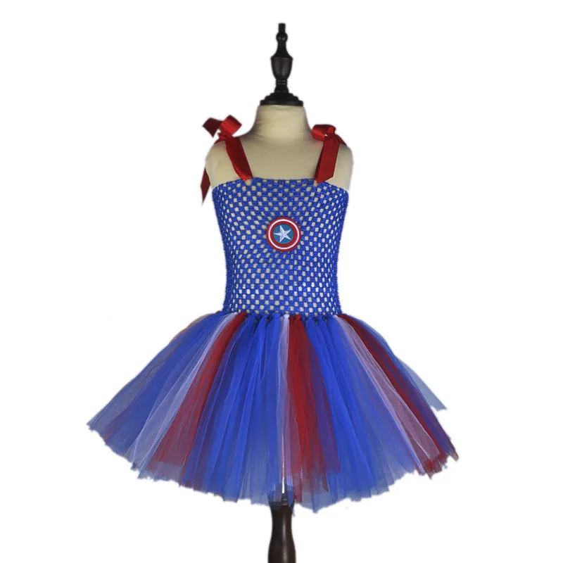 Дети супергерой Капитан Америка Вышивка юбка для девочек день рождения вечернее