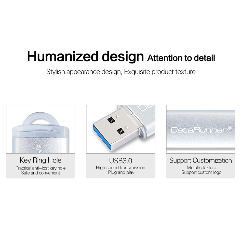 Высокоскоростной USB флеш накопитель DataRunner металлический 8 ГБ 16 32 64 128 256 флешка 3 0