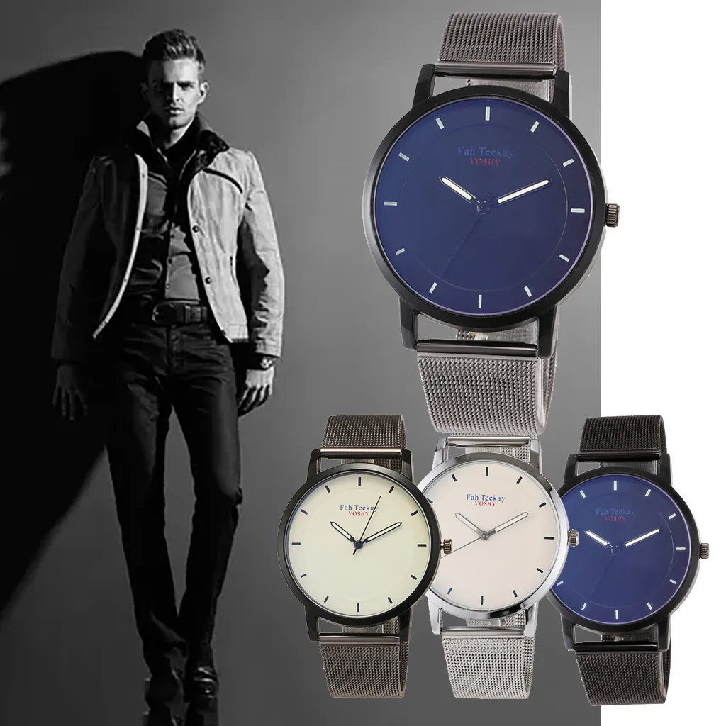 Мужские классические часы Reloj Mujer 2019 модные простые без цифровых весов с сетчатым
