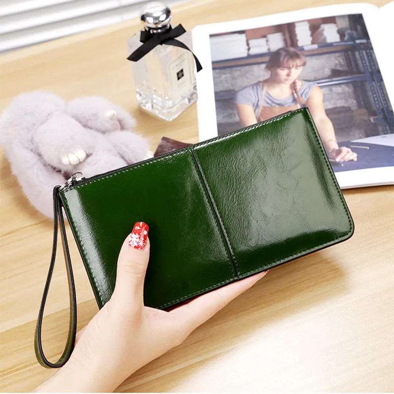 F Dark Green Mara's Dream женский сплошной цвет длинный кошелек на молнии пряжка кошелек Корейская версия большой емкости клатч - Цвет: F Dark Green